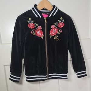 Betsey Johnson Black Jacket with Red Floral Design